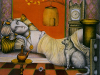 Carmen Aldunate. Chile, 1940. La Pereza, grabado en metal intervenido, 64 x 80 cms. 1993. Actualmente en exhibición